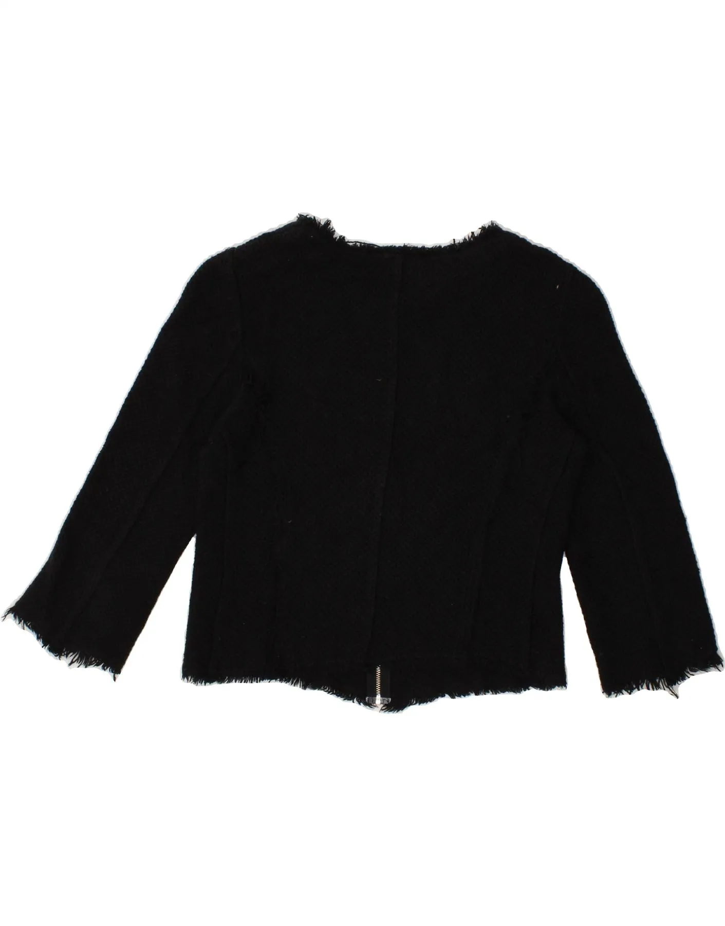 BENETTON Womens Crop 3/4 Sleeve Cardigan Sweater UK 8 Small Black Cotton