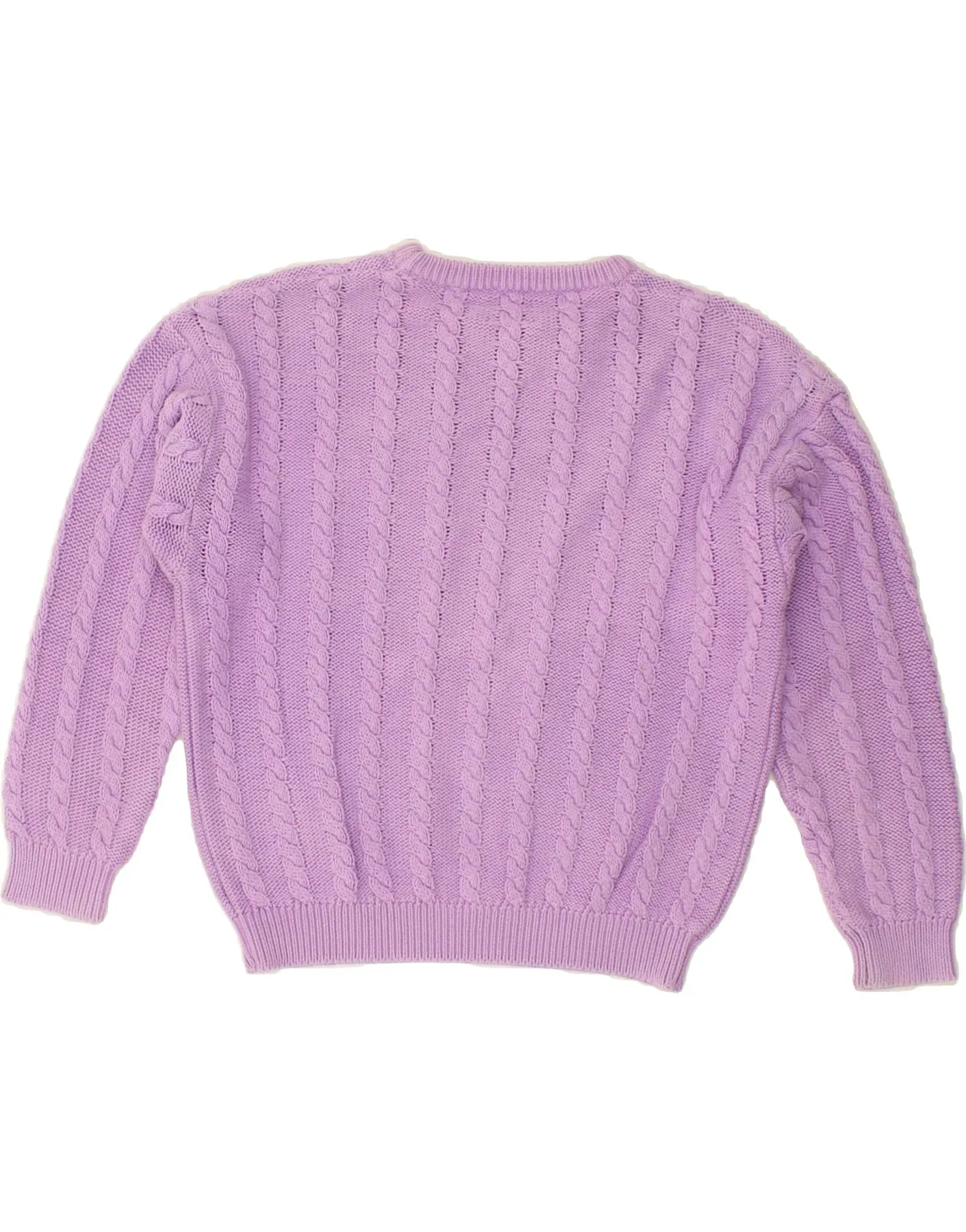 BENETTON Womens Crop Crew Neck Jumper Sweater UK 16 Large Purple Cotton