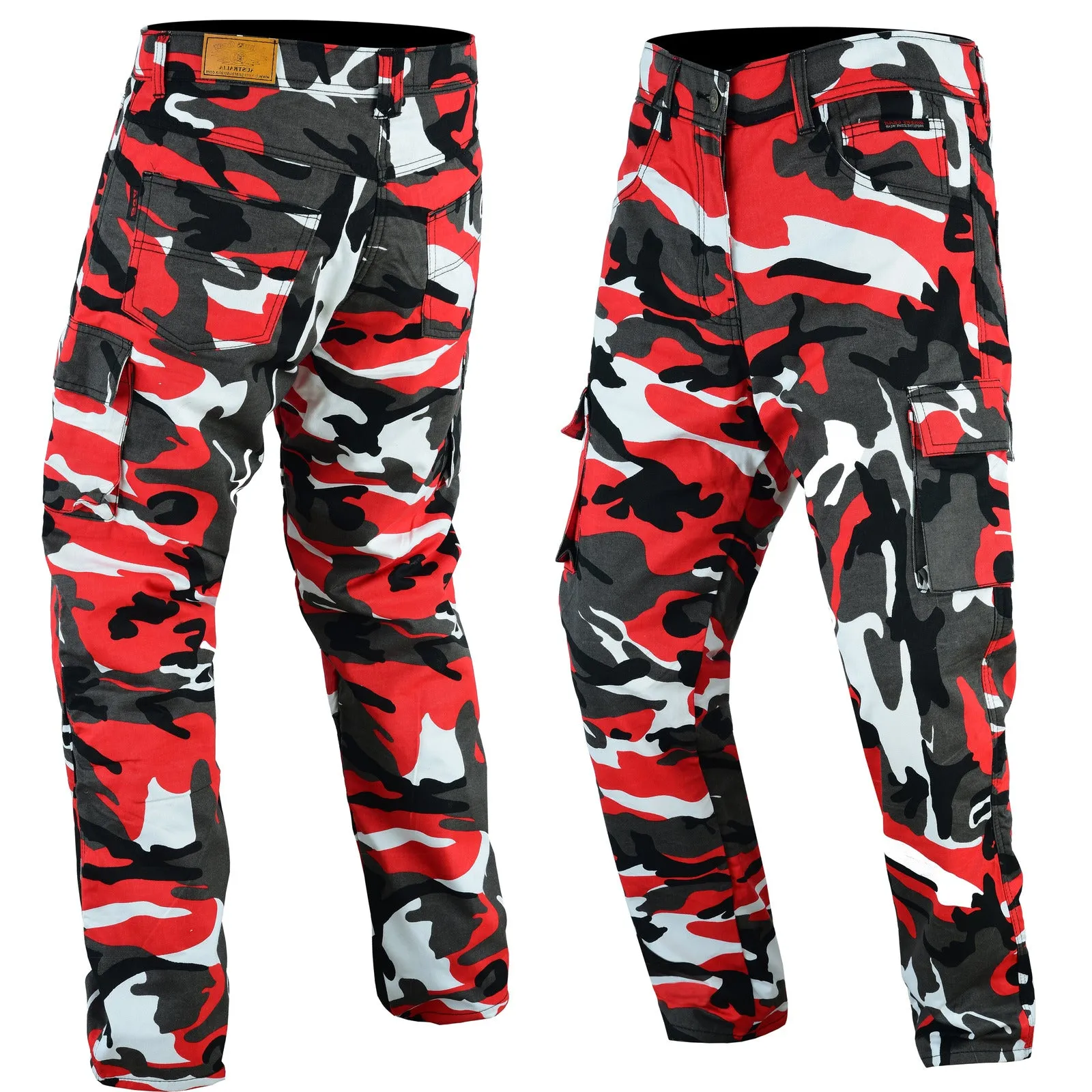 BGA Robin Men Motorcycle Protective Cargo Pants Red/Camo