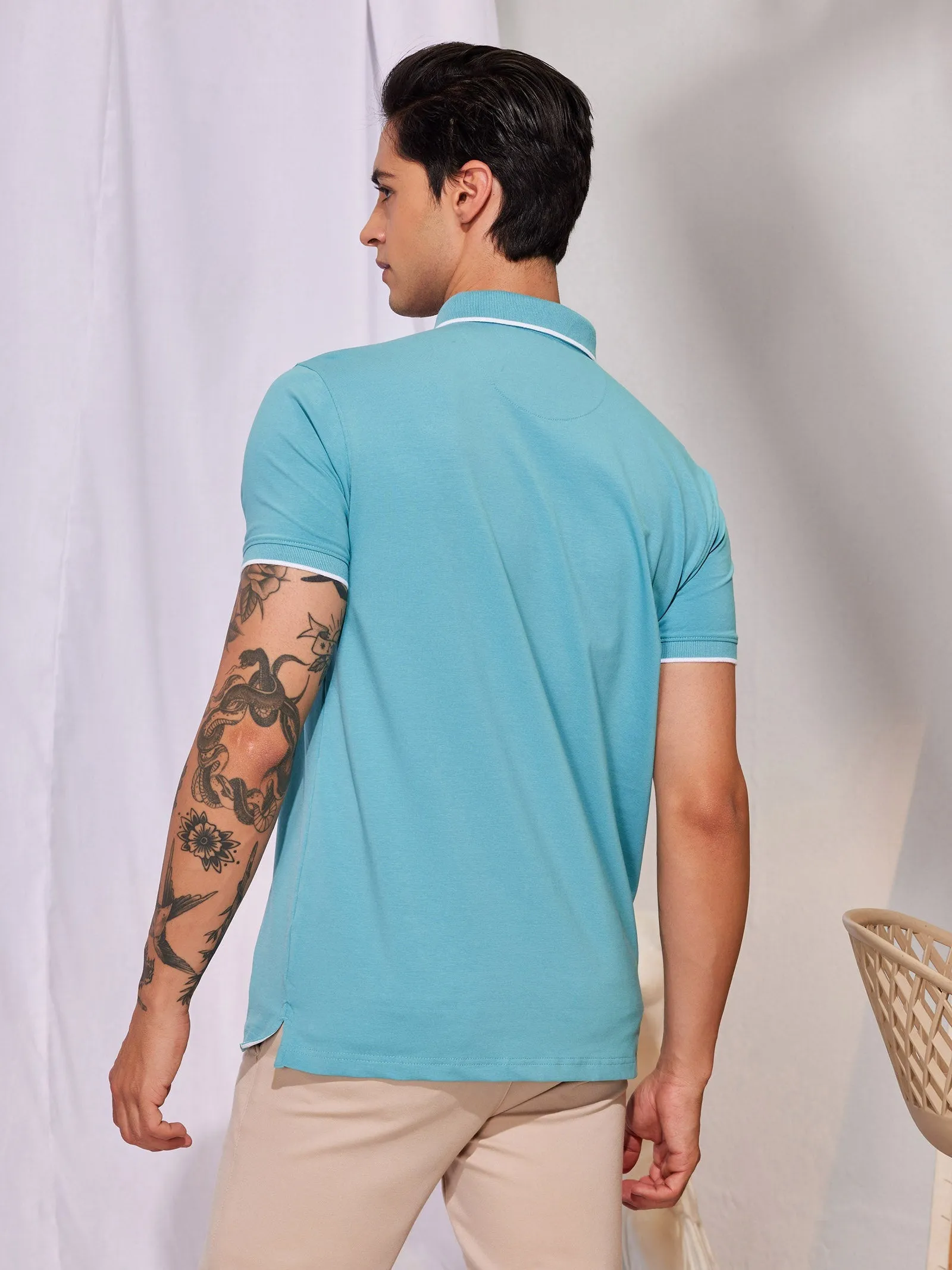 Blue Stretch Polo T-Shirt