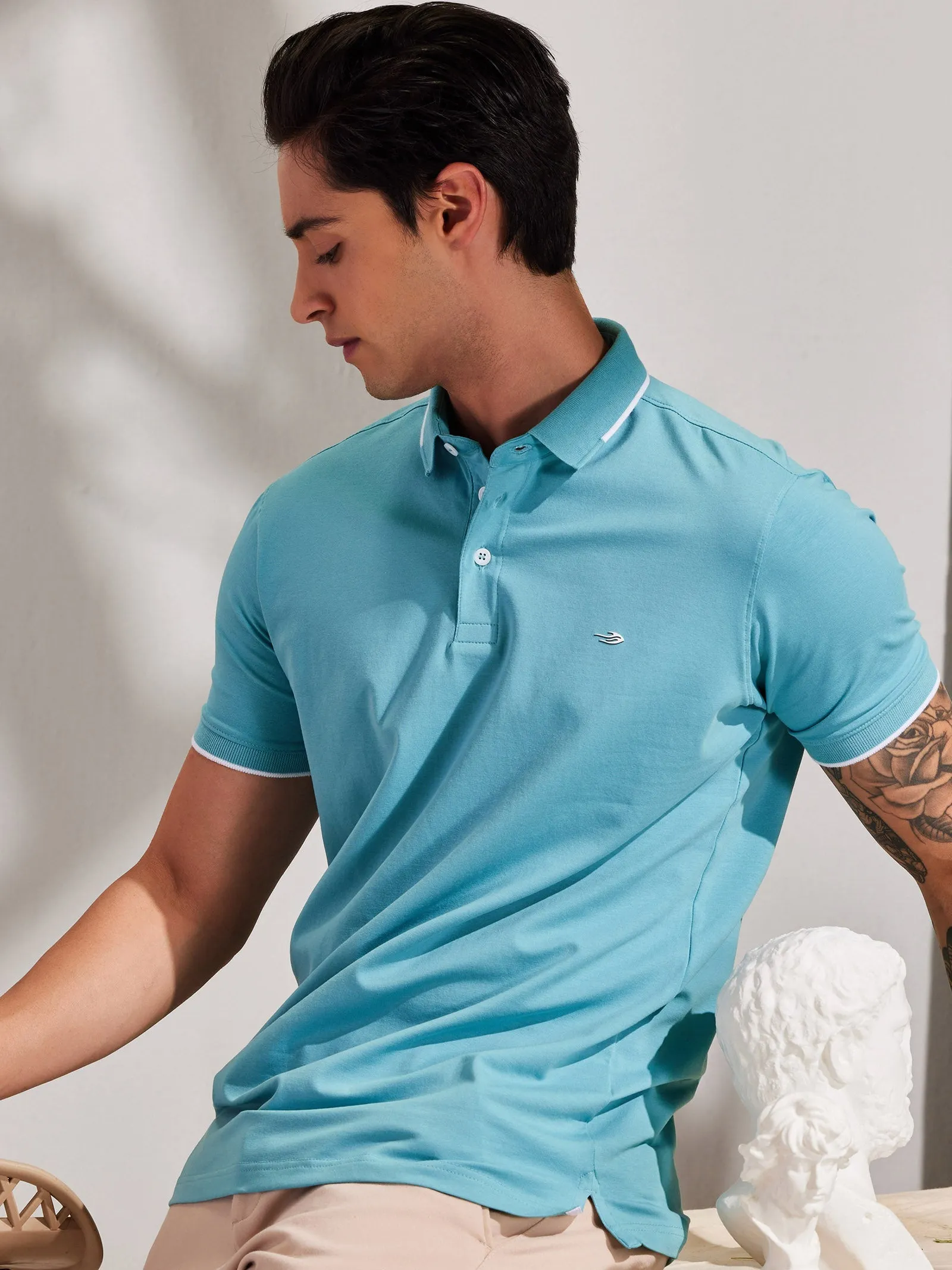 Blue Stretch Polo T-Shirt