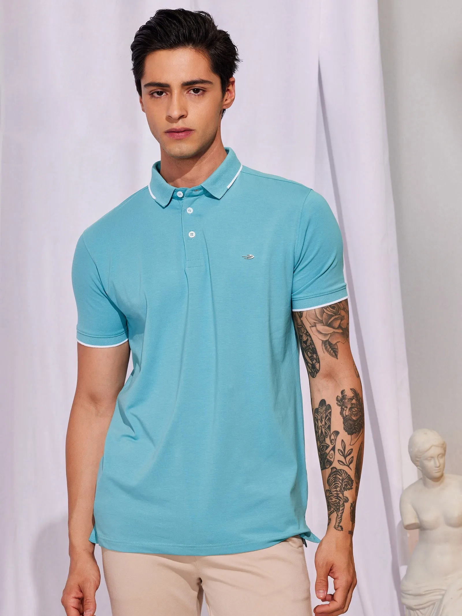 Blue Stretch Polo T-Shirt