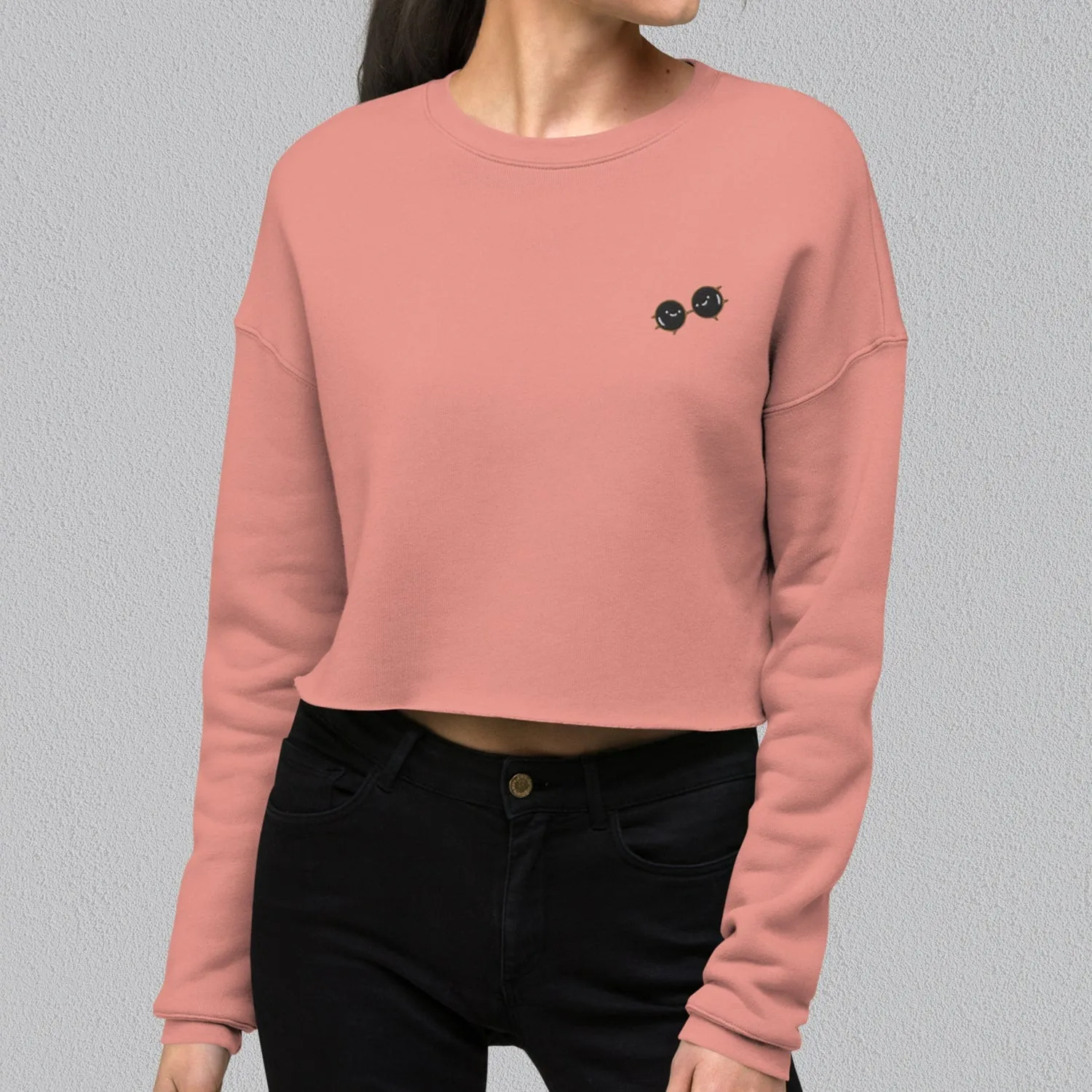 Boba Besteas Embroidered Crop Sweatshirt