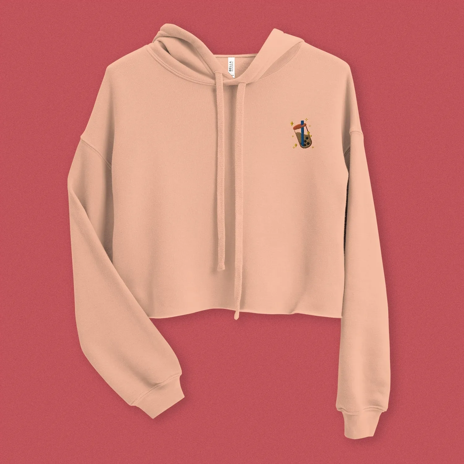 Boba Bliss Embroidered Crop Hoodie