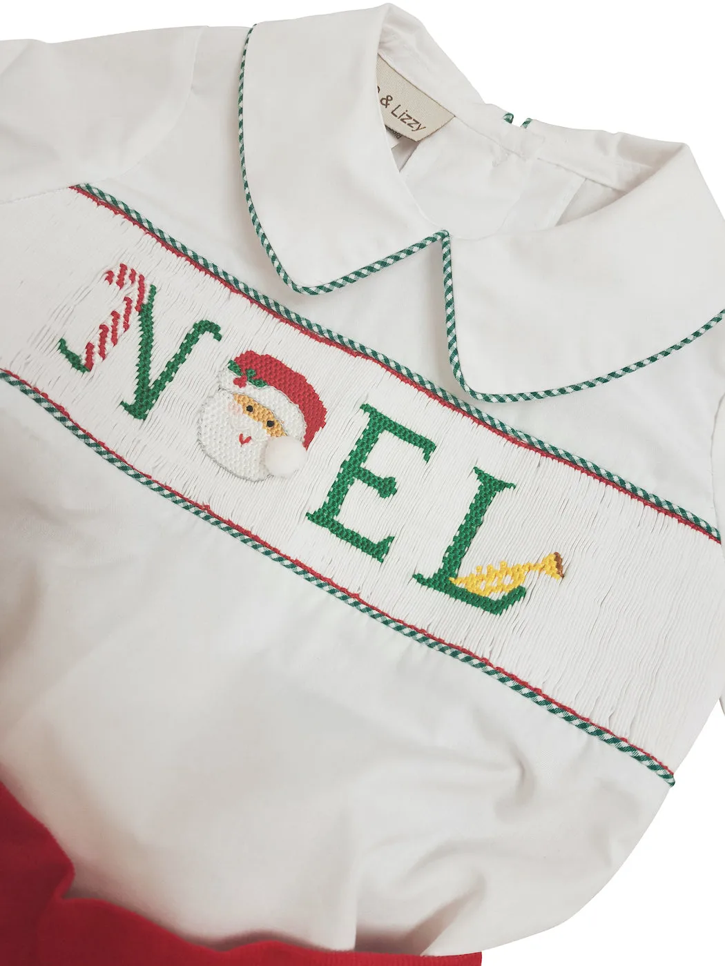 Boy "Christmas Noel"  White Long Sleeve Red Short Set