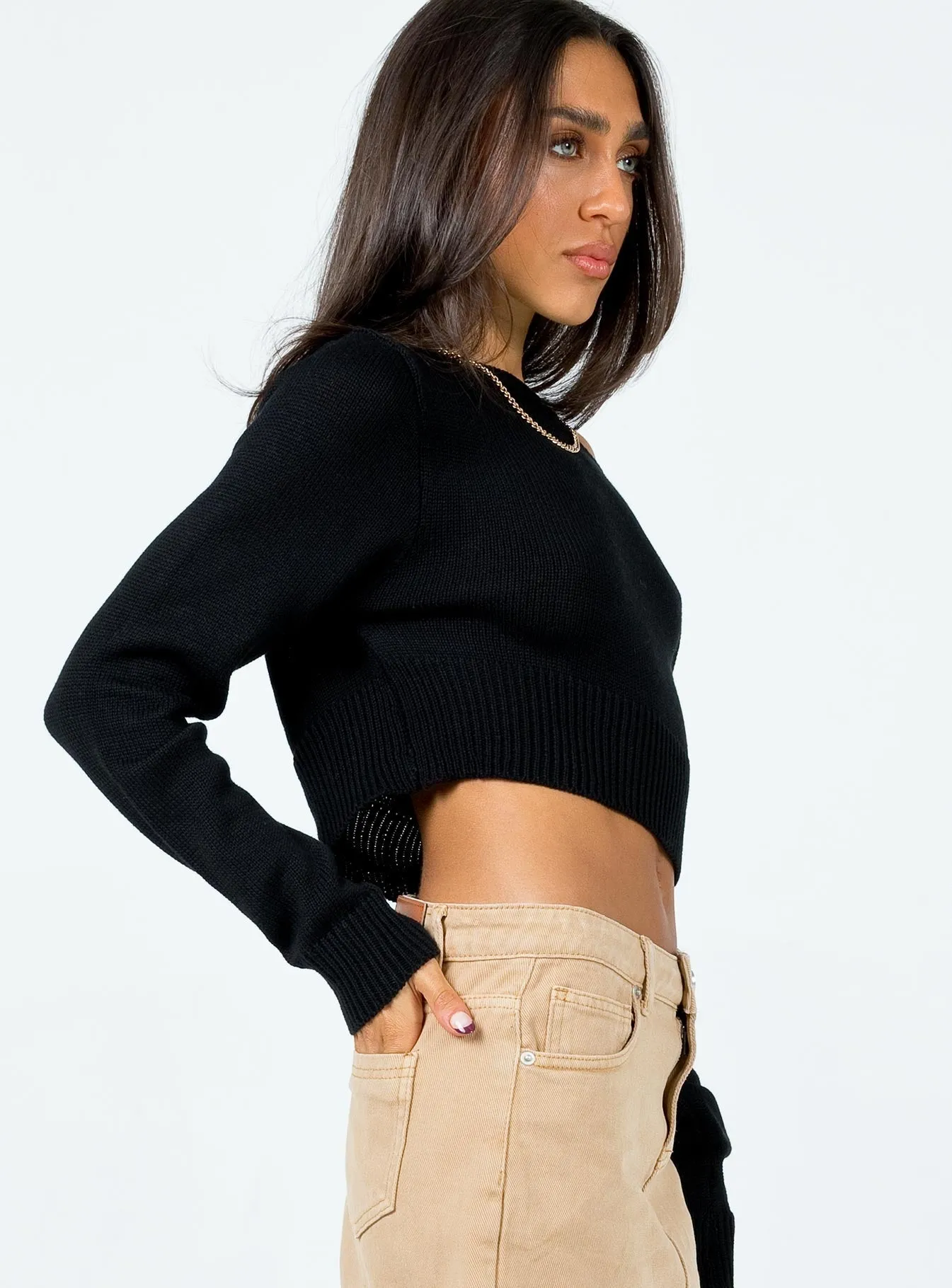 Britta Cropped Sweater Black