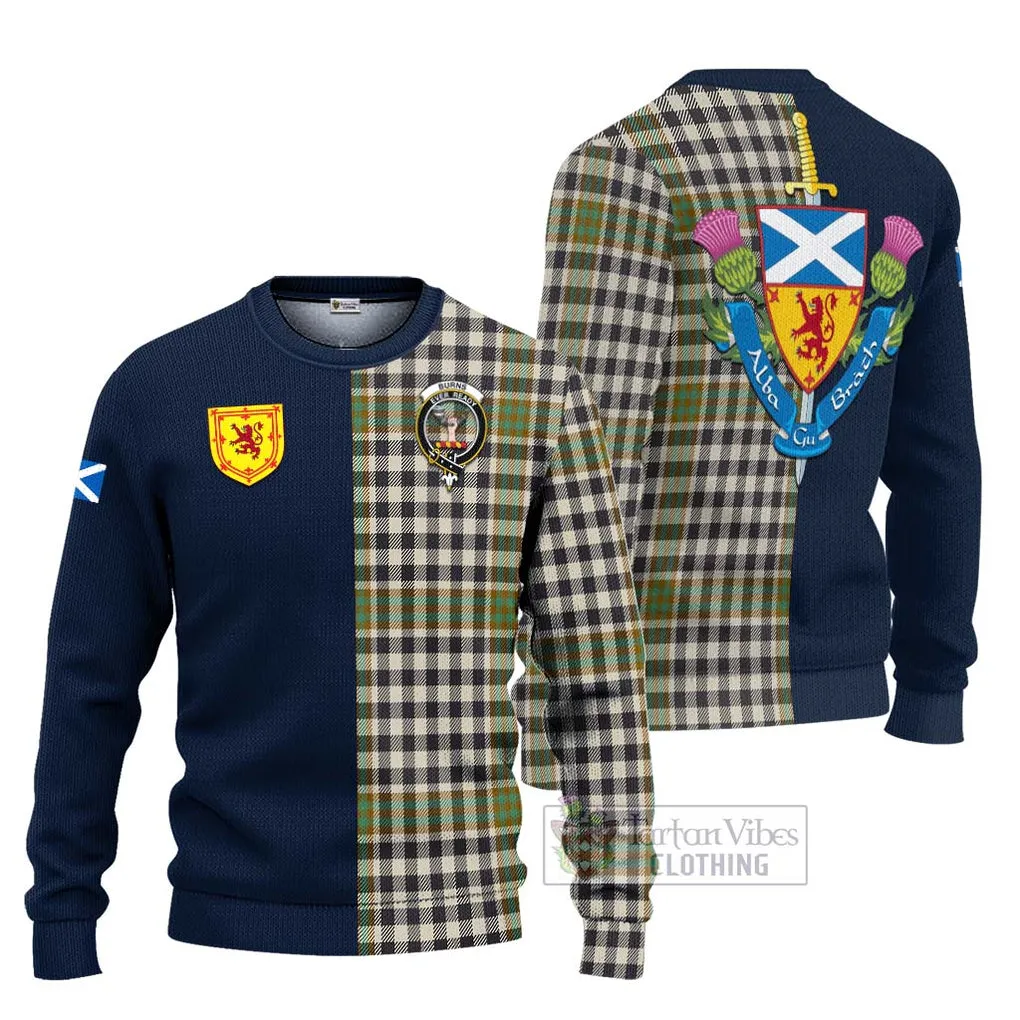 Burns Check Tartan Ugly Sweater with Scottish Lion Royal Arm Half Style