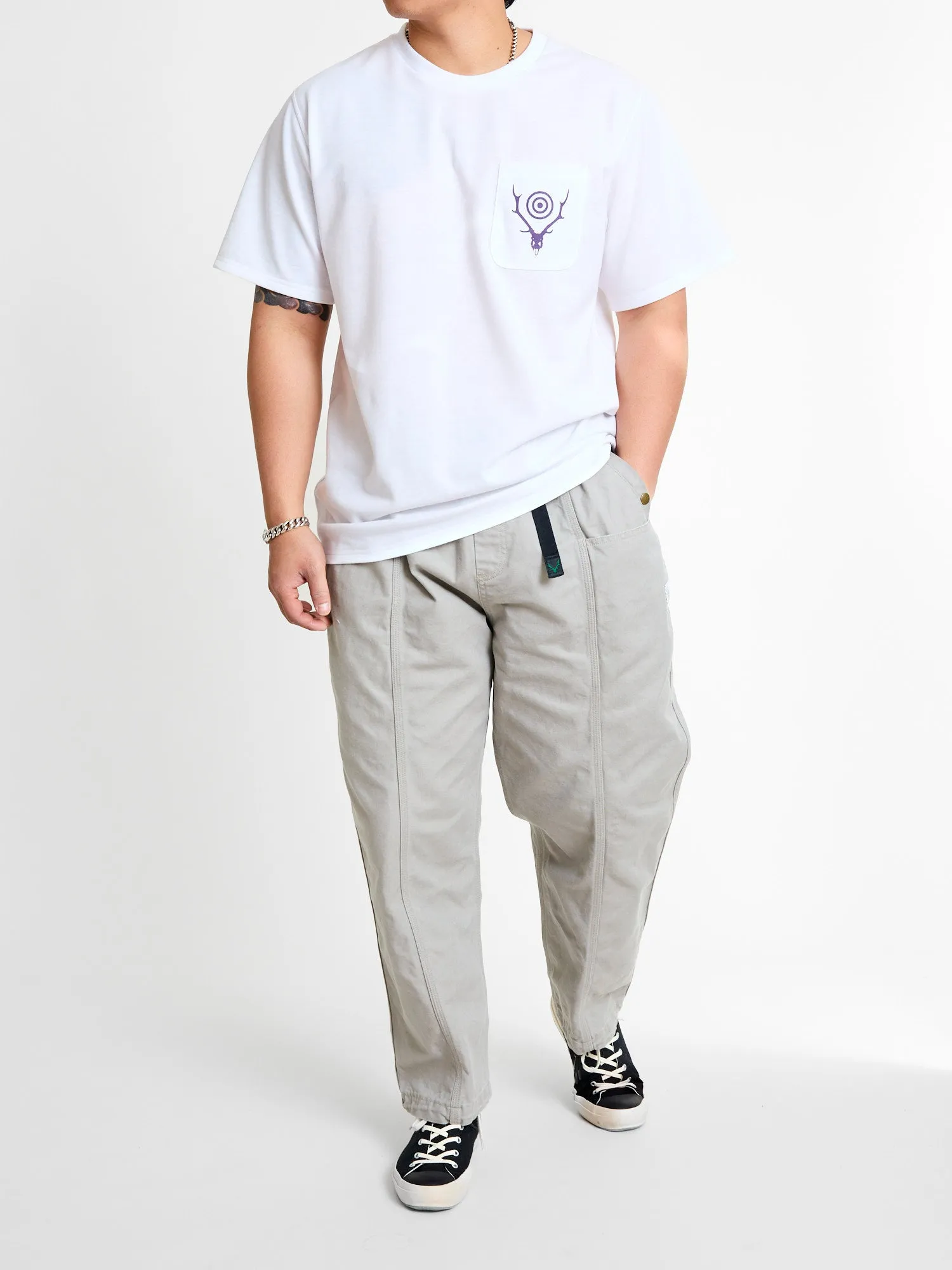 Canvas Belted C.S Pant in Grey