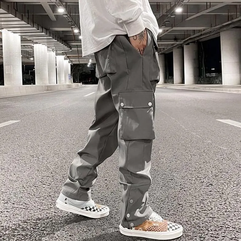 Casual Snap Button Cargo Pants