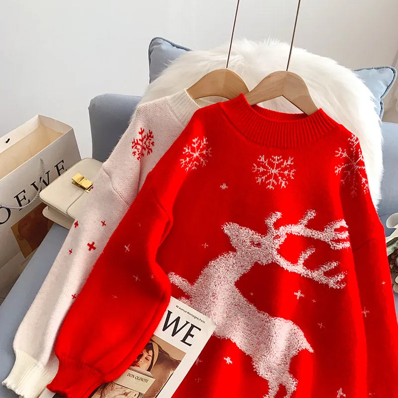 Christmas elk sweater over sweater  4986