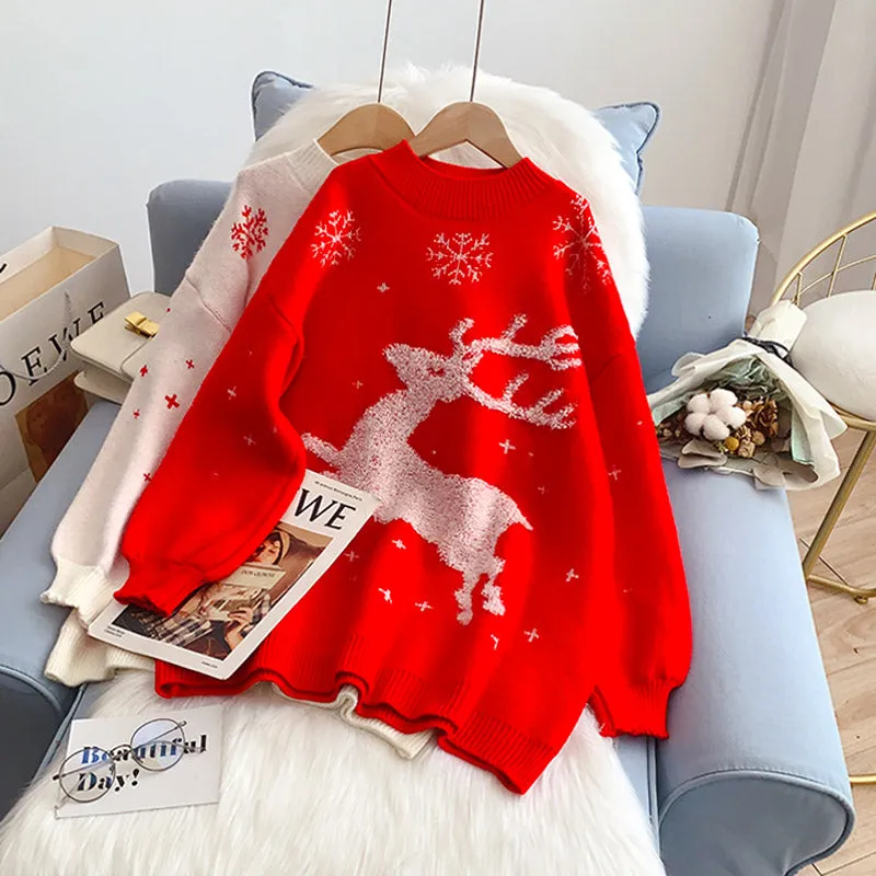 Christmas elk sweater over sweater  4986