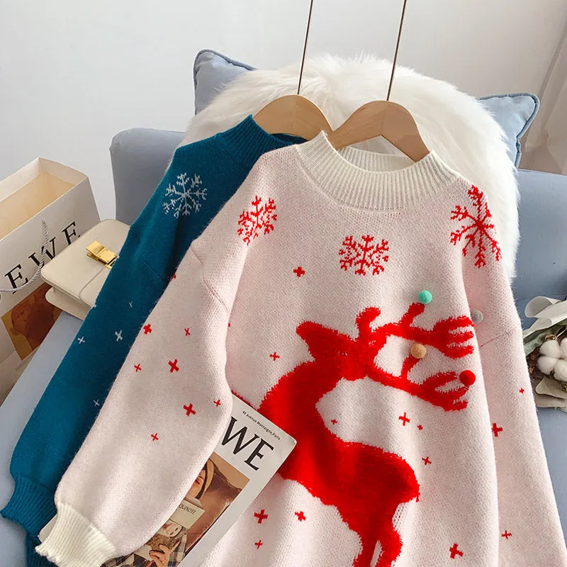 Christmas elk sweater over sweater  4986