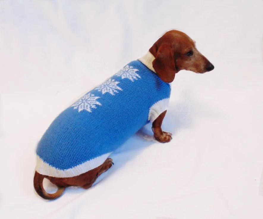 Christmas knitted sweater with snowflakes for dog