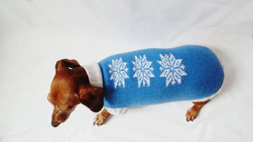 Christmas knitted sweater with snowflakes for dog