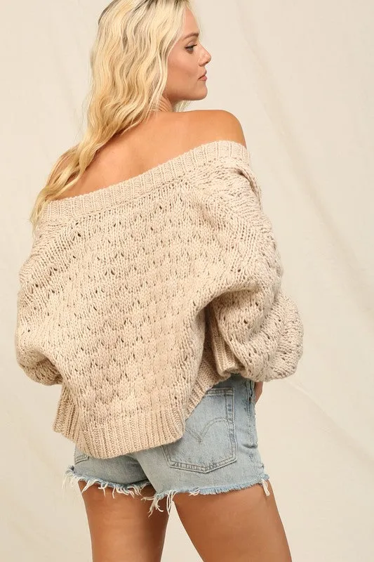 CHUNKY KNIT CARDIGAN (WHEAT)