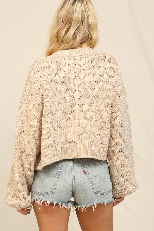 CHUNKY KNIT CARDIGAN (WHEAT)