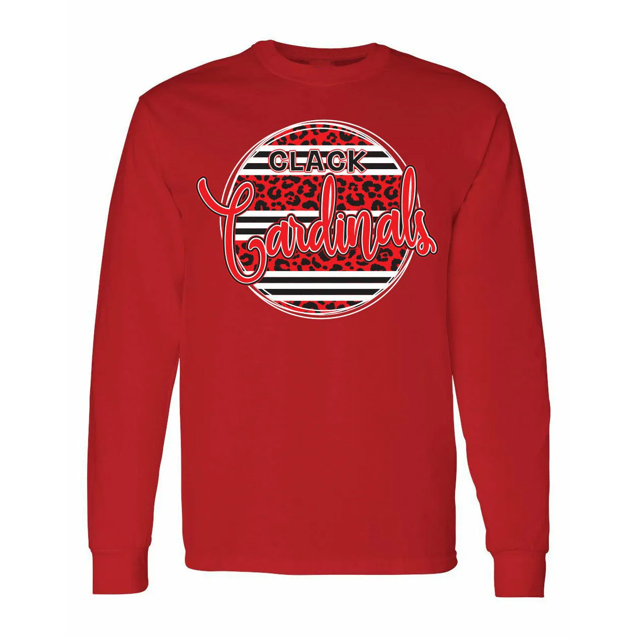 Clack Cardinals - Animal Print Stripe Circle Long Sleeve T-Shirt