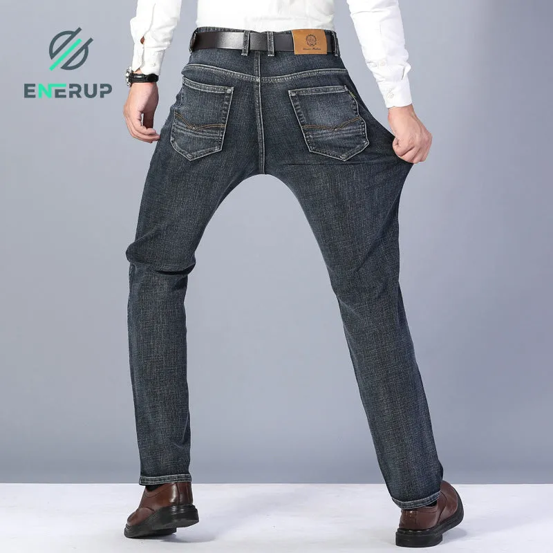 Classic Casual Straight-leg High Waist Men's Jeans Pants