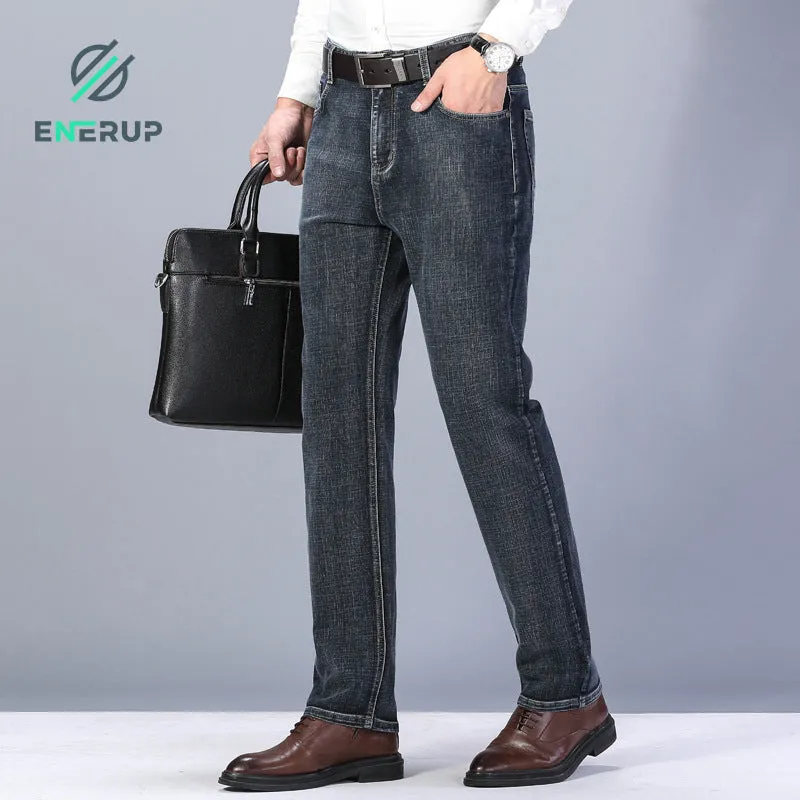 Classic Casual Straight-leg High Waist Men's Jeans Pants