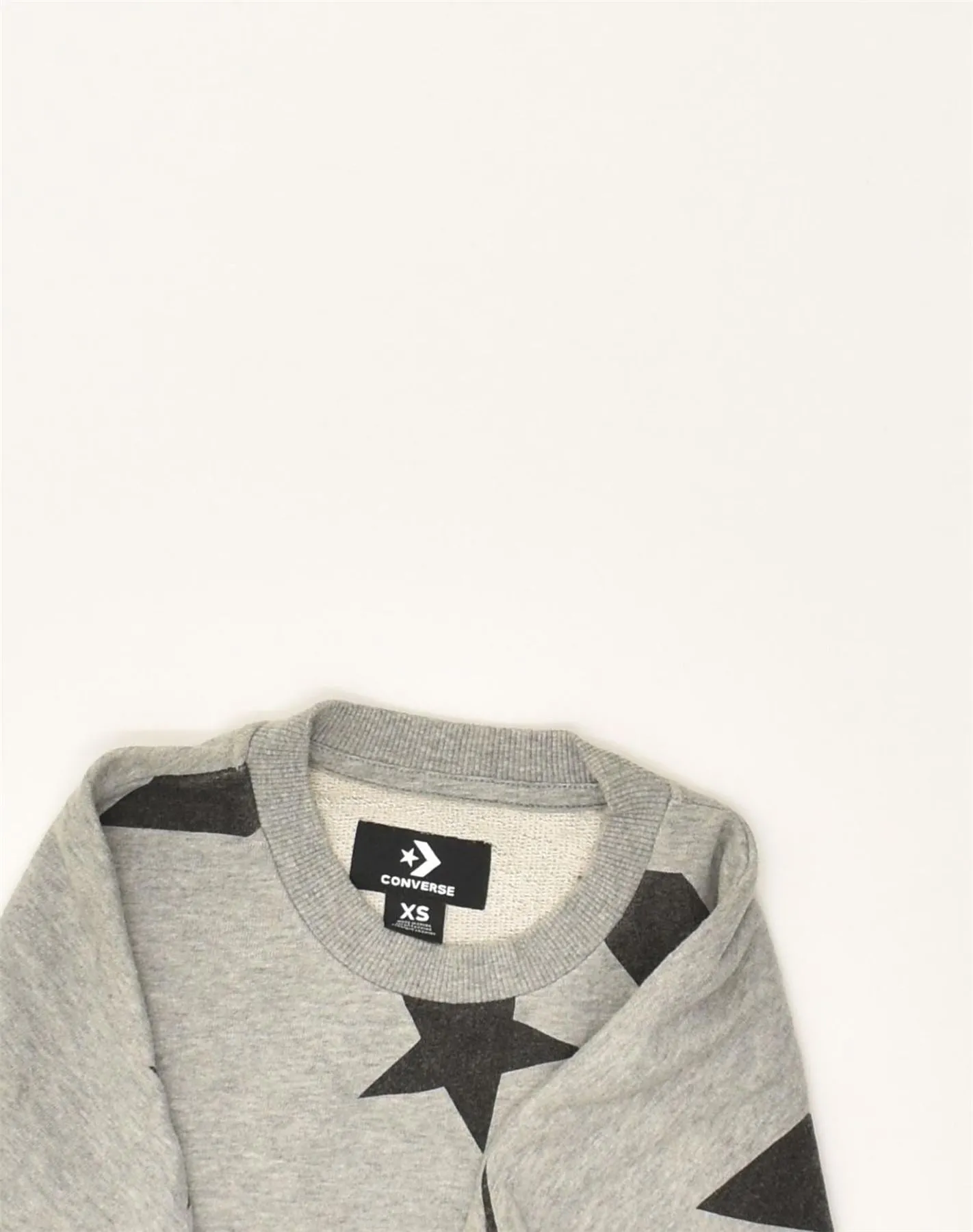 CONVERSE Womens Crop Sweatshirt Jumper UK 6 XS Grey Geometric Cotton