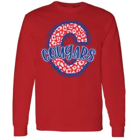 Cooper Cougars - Animal Print Letter Long Sleeve T-Shirt