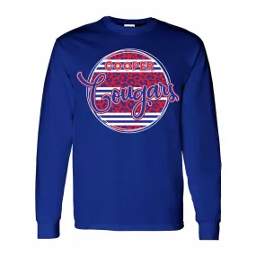 Cooper Cougars - Animal Print Stripe Circle Long Sleeve T-Shirt