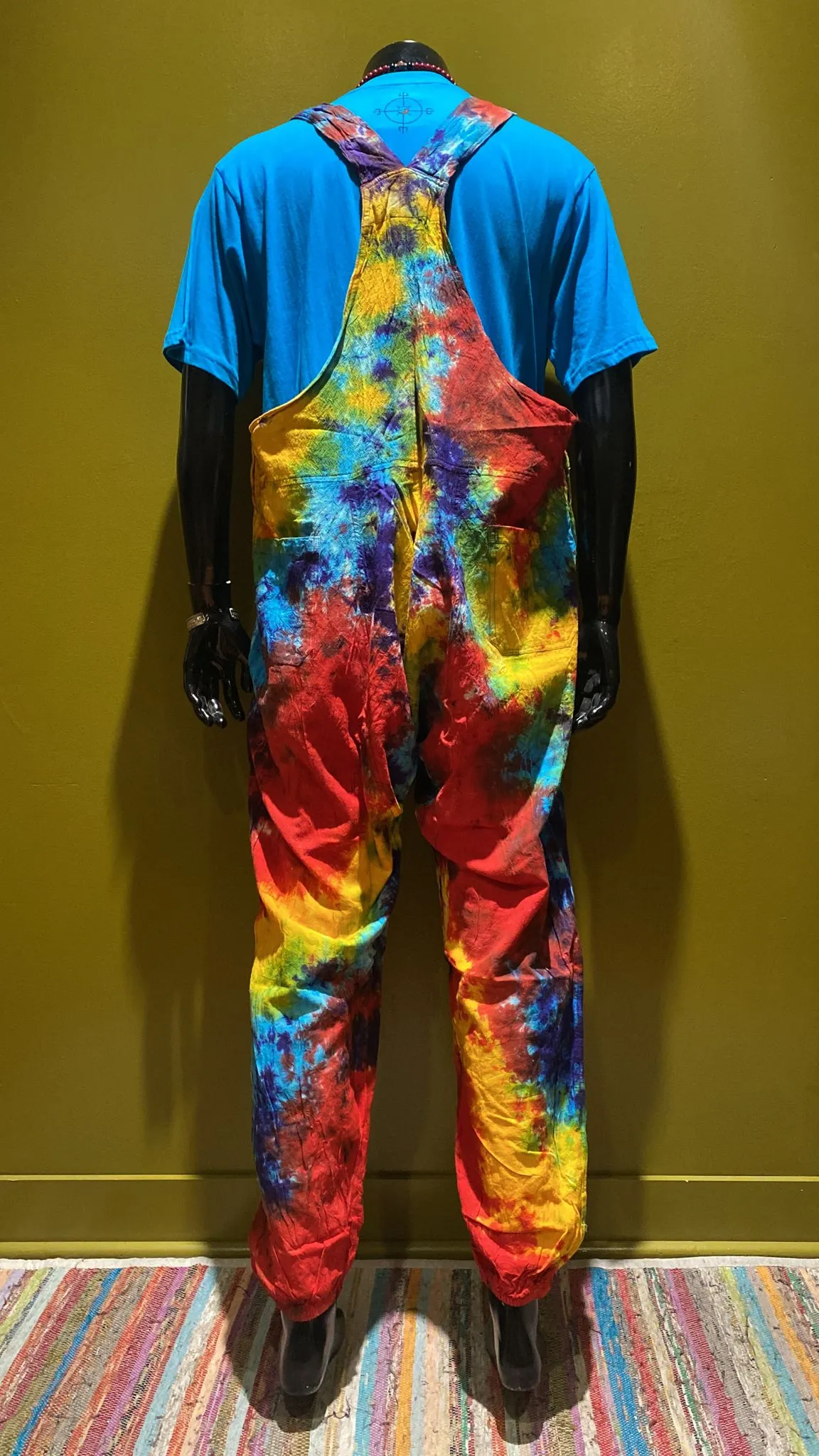 Cotton Front-Pocket Adjustable Harem Overalls - Tie-Dye