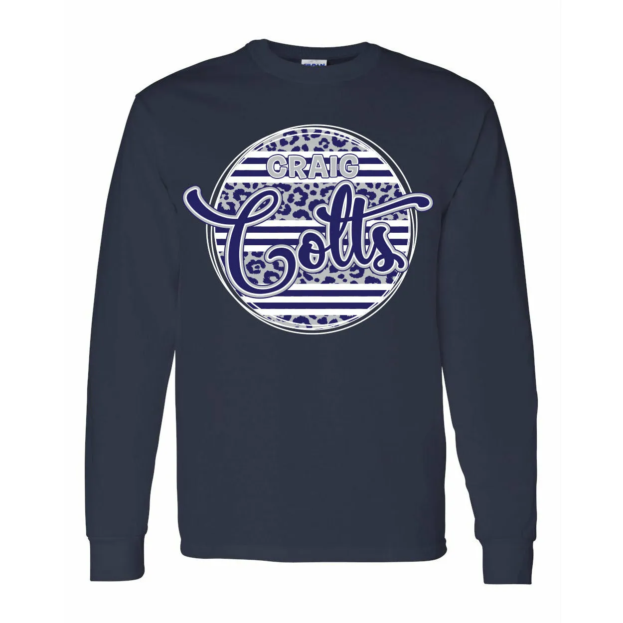 Craig Colts - Animal Print Stripe Circle Long Sleeve T-Shirt