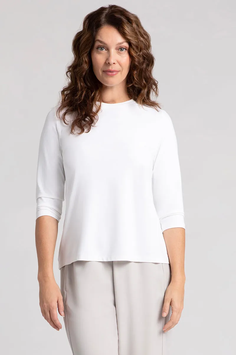 Crew Neck Slim Top | White