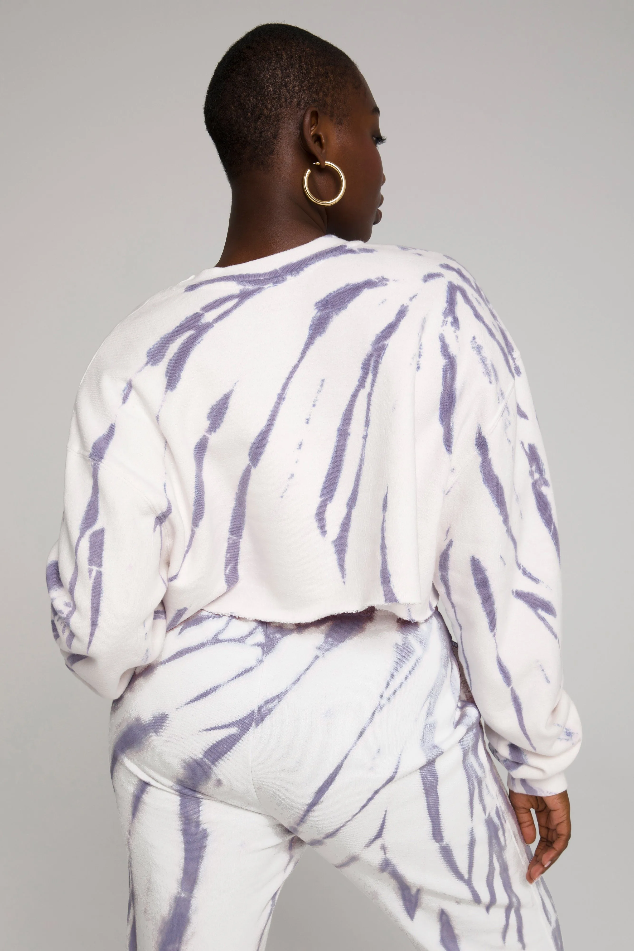 CROPPED & COOL SWEATSHIRT | LILAC TIE DYE001