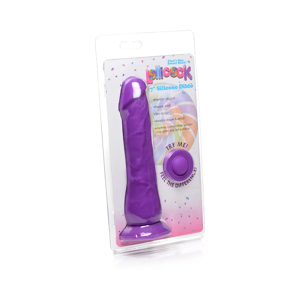 Curve Toys Lollicock 7 in. Silicone Dildo with Suction Cup Grape