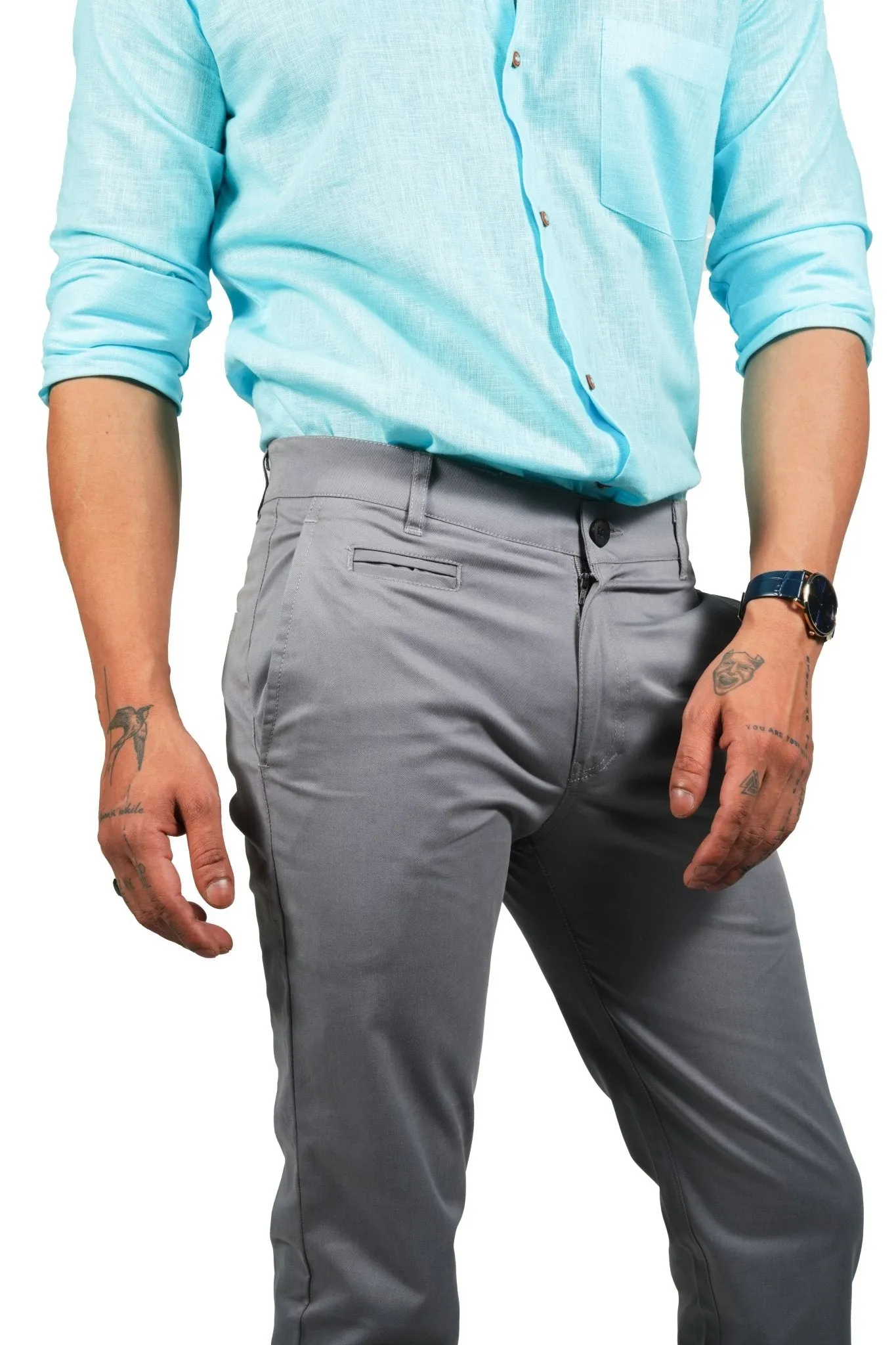 Dark Grey Color Cotton Trouser Pants for Men