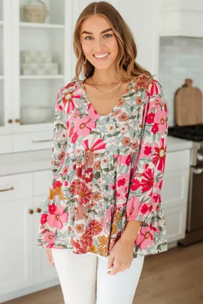 Day By Day Floral Print Long Sleeve Top