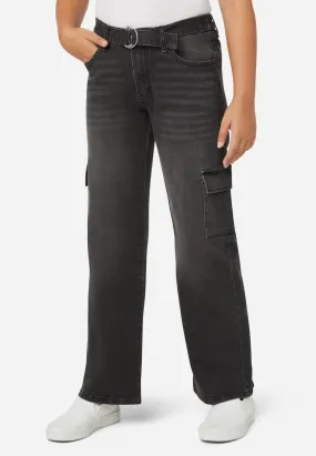 Denim Cargo Pant With Belt