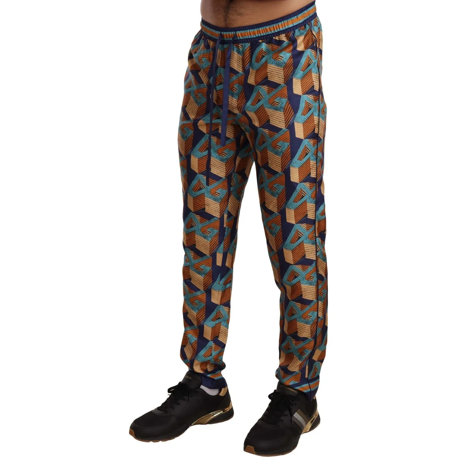 Dolce & Gabbana Elegant Silk Jogger Pants with Vibrant Print