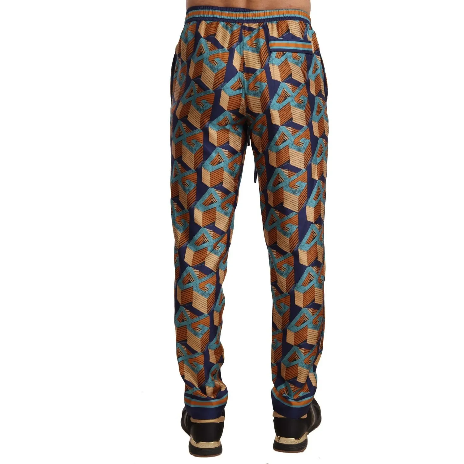 Dolce & Gabbana Elegant Silk Jogger Pants with Vibrant Print