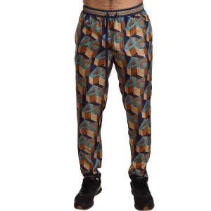 Dolce & Gabbana Elegant Silk Jogger Pants with Vibrant Print