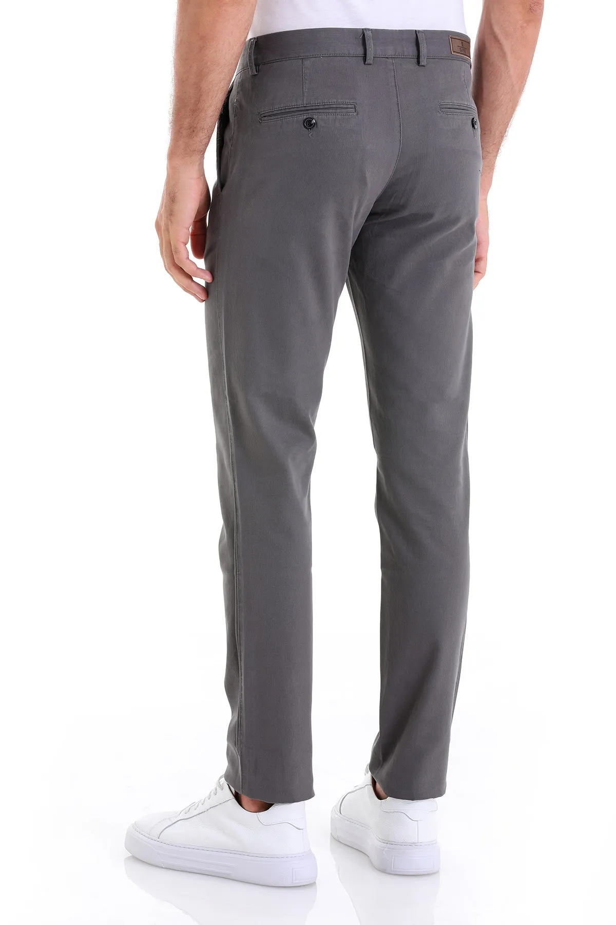 Dynamic Fit High Waist Cotton Dark Gray Casual Pants