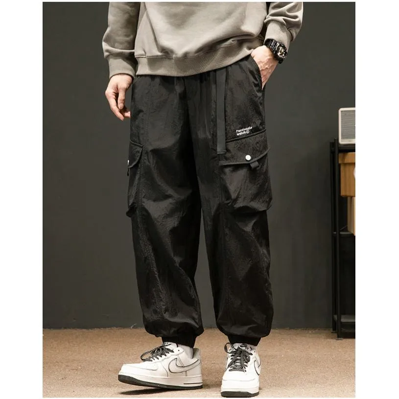 Elasticity Drawstring Hem Bellows Pocket Loose Fit Cargo Pants