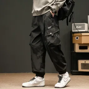 Elasticity Drawstring Hem Bellows Pocket Loose Fit Cargo Pants