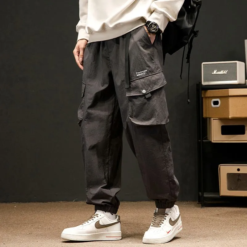 Elasticity Drawstring Hem Bellows Pocket Loose Fit Cargo Pants