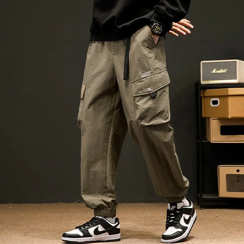 Elasticity Drawstring Hem Bellows Pocket Loose Fit Cargo Pants