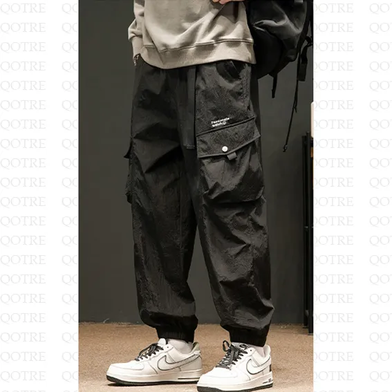 Elasticity Drawstring Hem Bellows Pocket Loose Fit Cargo Pants