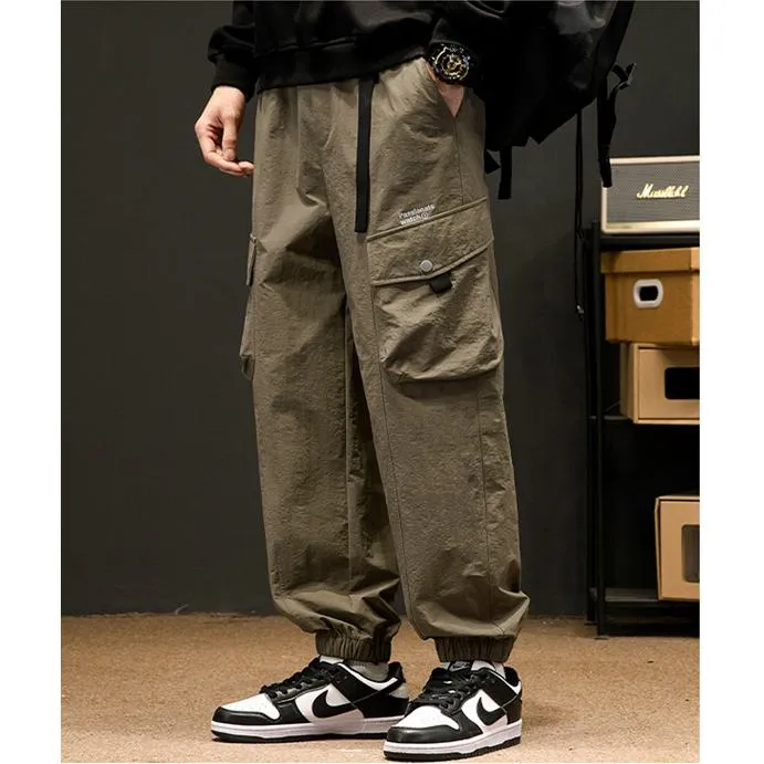 Elasticity Drawstring Hem Bellows Pocket Loose Fit Cargo Pants