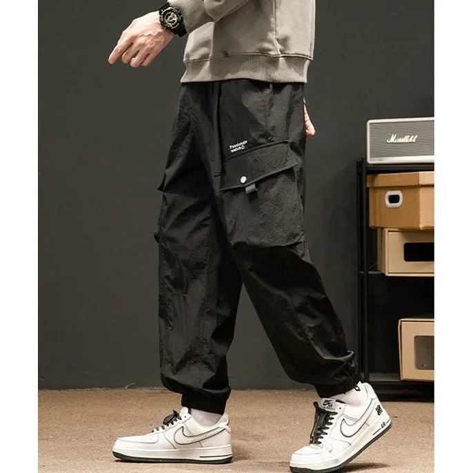 Elasticity Drawstring Hem Bellows Pocket Loose Fit Cargo Pants