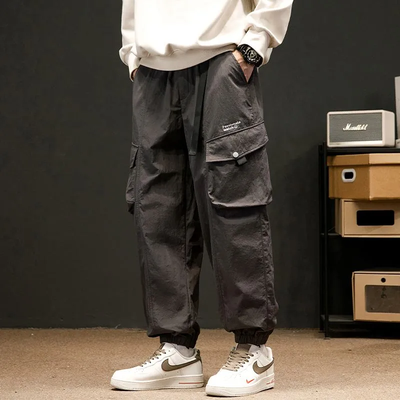 Elasticity Drawstring Hem Bellows Pocket Loose Fit Cargo Pants