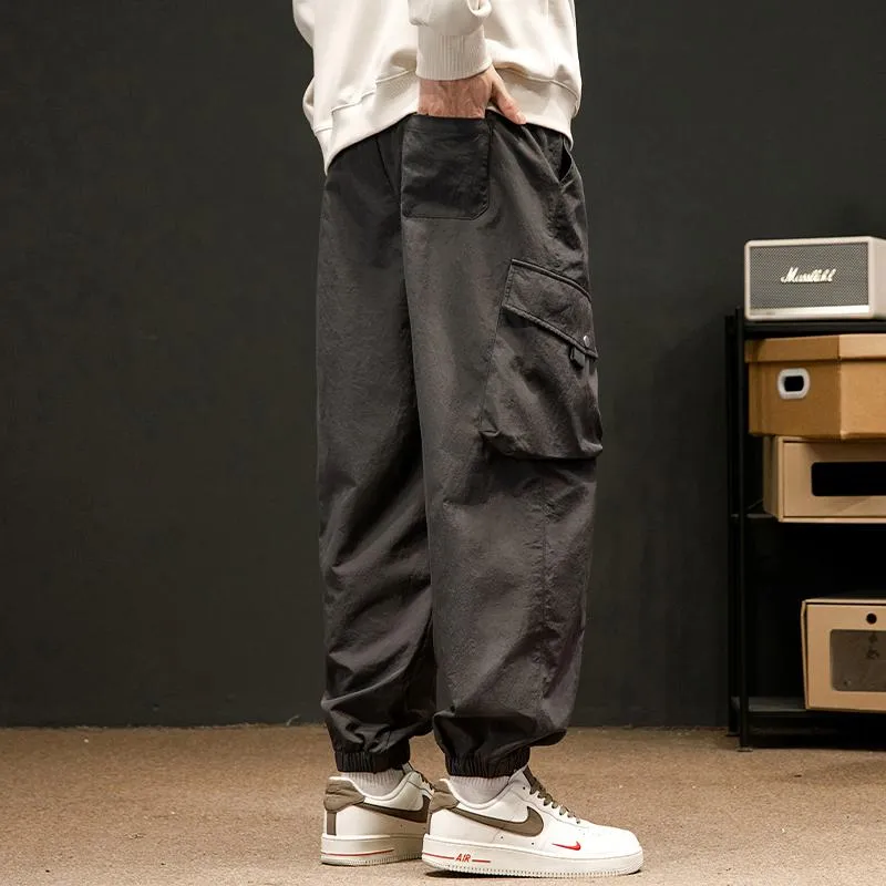 Elasticity Drawstring Hem Bellows Pocket Loose Fit Cargo Pants