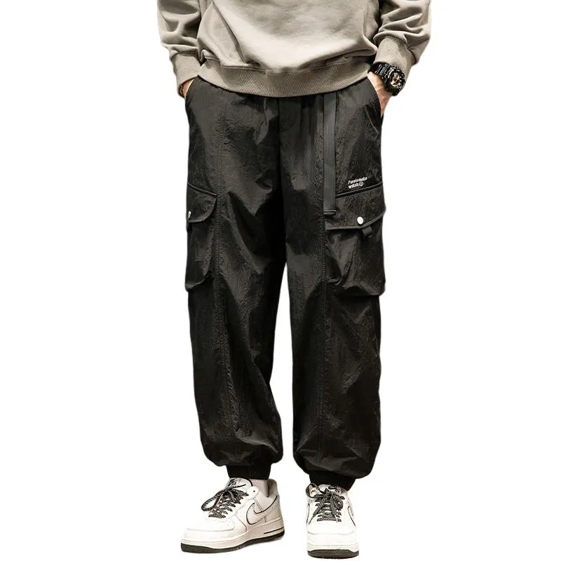 Elasticity Drawstring Hem Bellows Pocket Loose Fit Cargo Pants