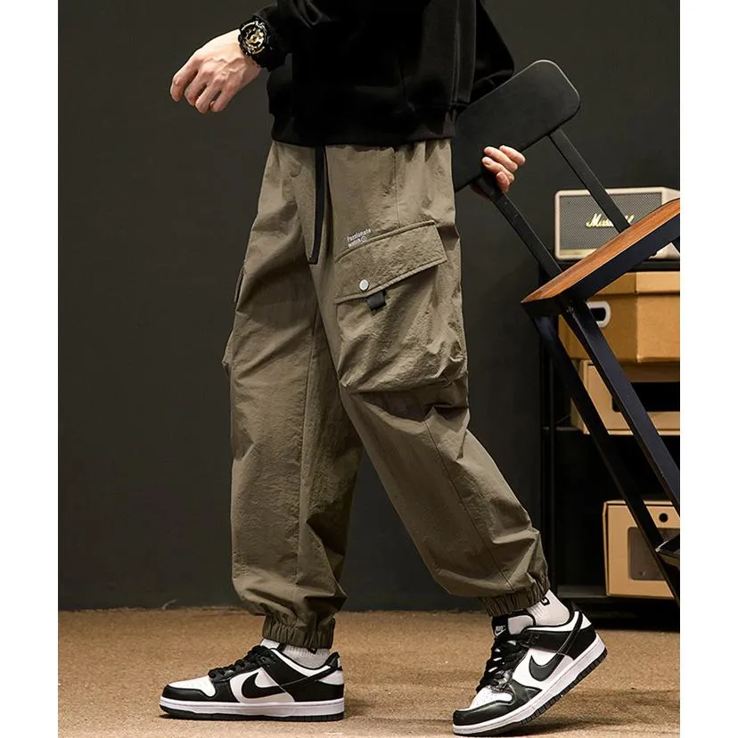 Elasticity Drawstring Hem Bellows Pocket Loose Fit Cargo Pants