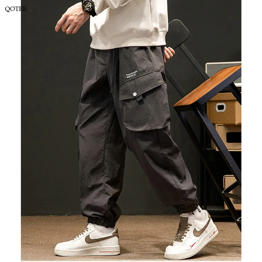 Elasticity Drawstring Hem Bellows Pocket Loose Fit Cargo Pants